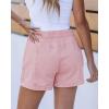 imageluvamia Jean Shorts for Women High Waisted Wide Leg Elastic Waist Stretchy Denim Jorts Summer Causal Shorts with PocketsCandy Pink