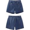 imageluvamia Jean Shorts for Women High Waisted Wide Leg Elastic Waist Stretchy Denim Jorts Summer Causal Shorts with PocketsClassic Blue