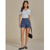 imageluvamia Jean Shorts for Women High Waisted Wide Leg Elastic Waist Stretchy Denim Jorts Summer Causal Shorts with PocketsClassic Blue