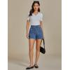 imageluvamia Jean Shorts for Women High Waisted Wide Leg Elastic Waist Stretchy Denim Jorts Summer Causal Shorts with PocketsReef Blue
