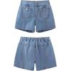imageluvamia Jean Shorts for Women High Waisted Wide Leg Elastic Waist Stretchy Denim Jorts Summer Causal Shorts with PocketsRoadknight Blue