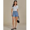 imageluvamia Jean Shorts for Women High Waisted Wide Leg Elastic Waist Stretchy Denim Jorts Summer Causal Shorts with PocketsRoadknight Blue