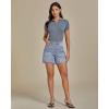 imageluvamia Jean Shorts for Women Trendy Mid Rise Casual Summer Jorts Distressed Cut Off Stretchy Denim Shorts with PocketsRoadknight Blue