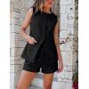 imageluvamia Linen Sets for Women 2 Piece Outfits Summer Shorts Button Down Vest Dressy Causal Vacation Comfy Matching SetBlack
