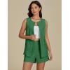 imageluvamia Linen Sets for Women 2 Piece Outfits Summer Shorts Button Down Vest Dressy Causal Vacation Comfy Matching SetGreen