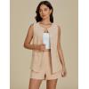 imageluvamia Linen Sets for Women 2 Piece Outfits Summer Shorts Button Down Vest Dressy Causal Vacation Comfy Matching SetIvory Pearl