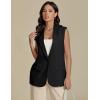imageluvamia Long Vest for Women 2025 Spring Business Casual Sleeveless Open Front Blazers Suit Vests Top Pockets Work OfficeBlack