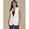 imageluvamia Long Vest for Women 2025 Spring Business Casual Sleeveless Open Front Blazers Suit Vests Top Pockets Work OfficeCream White