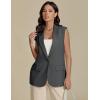 imageluvamia Long Vest for Women 2025 Spring Business Casual Sleeveless Open Front Blazers Suit Vests Top Pockets Work OfficeDark Grey