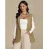 imageluvamia Long Vest for Women 2025 Spring Business Casual Sleeveless Open Front Blazers Suit Vests Top Pockets Work OfficeKhaki
