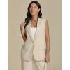 imageluvamia Long Vest for Women 2025 Spring Business Casual Sleeveless Open Front Blazers Suit Vests Top Pockets Work OfficeLight Beige
