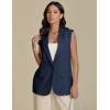 imageluvamia Long Vest for Women 2025 Spring Business Casual Sleeveless Open Front Blazers Suit Vests Top Pockets Work OfficeNavy Blue