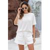 imageluvamia Lounge Sets for Women 2 Piece Casual Summer Outfit Knitted Tops Matching Shorts with Pockets Comfy Co Ord Sets