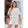imageluvamia Lounge Sets for Women 2 Piece Casual Summer Outfit Knitted Tops Matching Shorts with Pockets Comfy Co Ord Sets