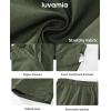 imageluvamia Shorts for Women High Waisted Dressy Casual Summer Elastic Waist Comfy Rolled Hem Stretch Twill Pocket ShortsArmy Green