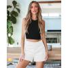 imageluvamia Shorts for Women High Waisted Dressy Casual Summer Elastic Waist Comfy Rolled Hem Stretch Twill Pocket ShortsCream White