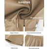 imageluvamia Shorts for Women High Waisted Dressy Casual Summer Elastic Waist Comfy Rolled Hem Stretch Twill Pocket ShortsSand Khaki