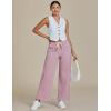 imageluvamia Wide Leg Jeans Woman High Waisted Trendy Pull On Elastic Waist Drawstring Stretchy Denim Jean Pants with PocketsBleached Mauve