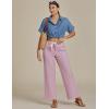 imageluvamia Wide Leg Jeans Woman High Waisted Trendy Pull On Elastic Waist Drawstring Stretchy Denim Jean Pants with PocketsBleached Mauve