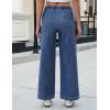 imageluvamia Wide Leg Jeans Woman High Waisted Trendy Pull On Elastic Waist Drawstring Stretchy Denim Jean Pants with PocketsClassic Blue