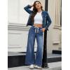 imageluvamia Wide Leg Jeans Woman High Waisted Trendy Pull On Elastic Waist Drawstring Stretchy Denim Jean Pants with PocketsClassic Blue