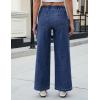 imageluvamia Wide Leg Jeans Woman High Waisted Trendy Pull On Elastic Waist Drawstring Stretchy Denim Jean Pants with PocketsDarkness Blue