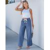 imageluvamia Wide Leg Jeans Woman High Waisted Trendy Pull On Elastic Waist Drawstring Stretchy Denim Jean Pants with PocketsMedium Blue