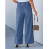 imageluvamia Wide Leg Jeans Woman High Waisted Trendy Pull On Elastic Waist Drawstring Stretchy Denim Jean Pants with PocketsMedium Blue
