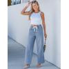 imageluvamia Wide Leg Jeans Woman High Waisted Trendy Pull On Elastic Waist Drawstring Stretchy Denim Jean Pants with PocketsModern Blue
