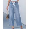 imageluvamia Wide Leg Jeans Woman High Waisted Trendy Pull On Elastic Waist Drawstring Stretchy Denim Jean Pants with PocketsModern Blue
