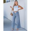 imageluvamia Wide Leg Jeans Woman High Waisted Trendy Pull On Elastic Waist Drawstring Stretchy Denim Jean Pants with PocketsModern Blue