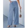 imageluvamia Wide Leg Jeans Woman High Waisted Trendy Pull On Elastic Waist Drawstring Stretchy Denim Jean Pants with PocketsModern Blue
