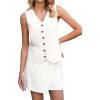 imageluvamia 2 Piece Skirt Sets for Women Dressy Sleeveless Blazer Vest Skirts Matching Suit Set Business Casual Work OutfitsCream White