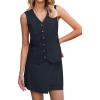 imageluvamia 2 Piece Skirt Sets for Women Dressy Sleeveless Blazer Vest Skirts Matching Suit Set Business Casual Work OutfitsDark Blue