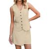 imageluvamia 2 Piece Skirt Sets for Women Dressy Sleeveless Blazer Vest Skirts Matching Suit Set Business Casual Work OutfitsLight Beige