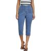 imageluvamia Capris Jeans for Women Trendy High Waisted Patch Pocket Casual Summer Cropped Stretchy Denim Skinny Capri PantsMedium Blue