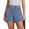 imageluvamia Jean Shorts for Women High Waisted Wide Leg Elastic Waist Stretchy Denim Jorts Summer Causal Shorts with PocketsRoadknight Blue