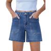 imageluvamia Jean Shorts for Women Trendy Mid Rise Casual Summer Jorts Distressed Cut Off Stretchy Denim Shorts with PocketsMedium Blue