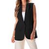 imageluvamia Long Vest for Women 2025 Spring Business Casual Sleeveless Open Front Blazers Suit Vests Top Pockets Work OfficeBlack
