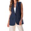 imageluvamia Long Vest for Women 2025 Spring Business Casual Sleeveless Open Front Blazers Suit Vests Top Pockets Work OfficeNavy Blue