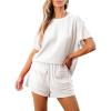 imageluvamia Lounge Sets for Women 2 Piece Casual Summer Outfit Knitted Tops Matching Shorts with Pockets Comfy Co Ord Sets