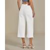 imageluvamia Capris Jeans for Women Wide Leg High Waisted Trendy Raw Hem Patch Pocket Cropped Stretchy Denim Capri PantsCream White