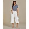 imageluvamia Capris Jeans for Women Wide Leg High Waisted Trendy Raw Hem Patch Pocket Cropped Stretchy Denim Capri PantsCream White