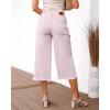 imageluvamia Capris Jeans for Women Wide Leg High Waisted Trendy Raw Hem Patch Pocket Cropped Stretchy Denim Capri PantsHushed Violet