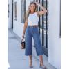 imageluvamia Capris Jeans for Women Wide Leg High Waisted Trendy Raw Hem Patch Pocket Cropped Stretchy Denim Capri PantsMedium Blue