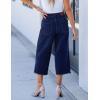 imageluvamia Capris Jeans for Women Wide Leg High Waisted Trendy Raw Hem Patch Pocket Cropped Stretchy Denim Capri PantsMidnight Blue