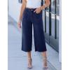 imageluvamia Capris Jeans for Women Wide Leg High Waisted Trendy Raw Hem Patch Pocket Cropped Stretchy Denim Capri PantsMidnight Blue