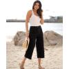 imageluvamia Capris Jeans for Women Wide Leg High Waisted Trendy Raw Hem Patch Pocket Cropped Stretchy Denim Capri PantsWashed Black