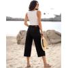 imageluvamia Capris Jeans for Women Wide Leg High Waisted Trendy Raw Hem Patch Pocket Cropped Stretchy Denim Capri PantsWashed Black