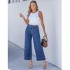 imageluvamia Wide Leg Jeans for Women High Waisted Cropped Pull On Jeans Elastic Wasit Drawstring Stretch Denim Trouser PantsClassic Blue